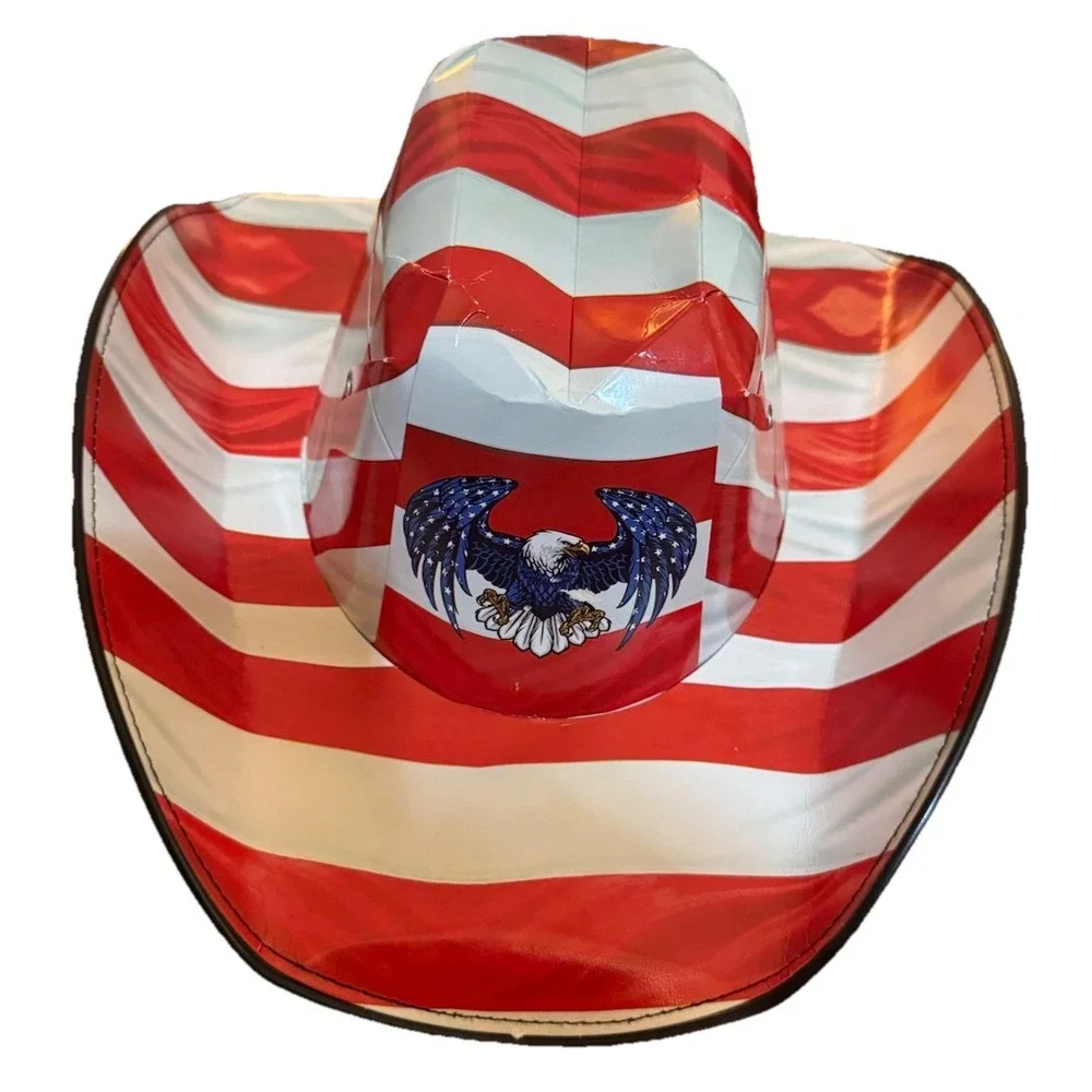 (6) Eagle Stripe Beer Box COWBOY HAT American Flag Carton Novelty Americana New